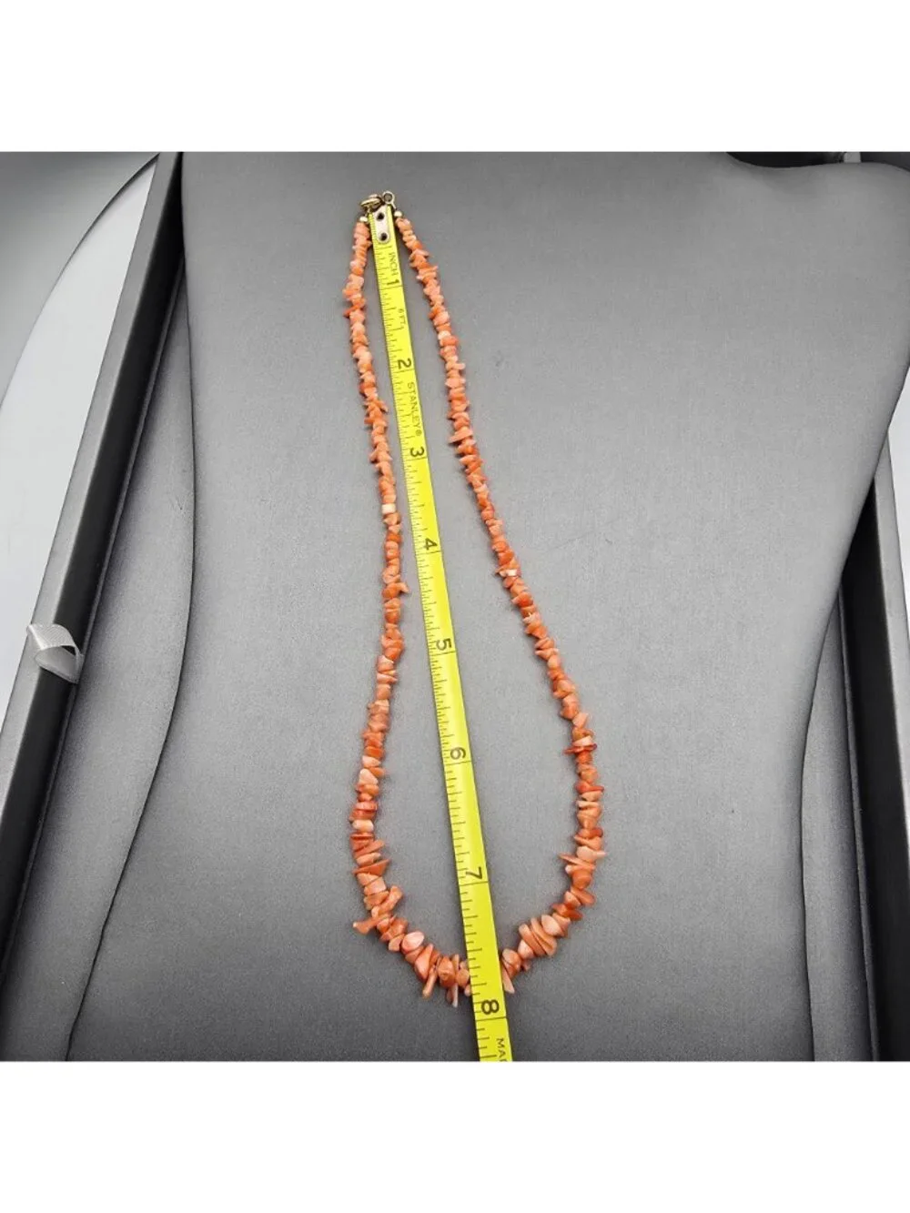 Vintage Salmon Coral Chip Necklace 16" Choker 14k Gold Filled Clasp - Picture 4 of 5